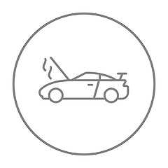 Image showing Broken car with open hood line icon.