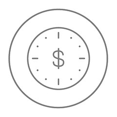 Image showing Wall clock with dollar symbol line icon.