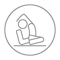 Image showing Man practicing yoga line icon.