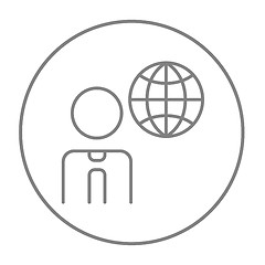 Image showing Man with globe line icon.