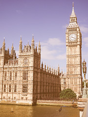 Image showing Retro looking Houses of Parliament in London