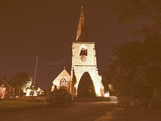 Image showing St Mary Magdalene church in Tanworth in Arden at night vintage