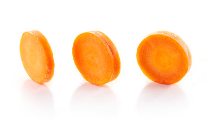 Image showing carrot slices on white background