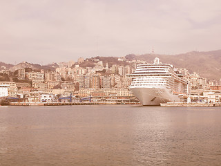 Image showing View of Genoa Italy from the sea vintage