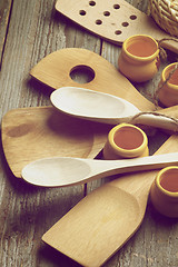 Image showing Wooden Kitchen Utensils