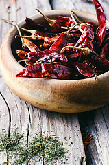 Image showing Spicy peppers in the bowl