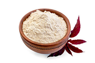 Image showing Flour amaranth in clay bowl with a flower