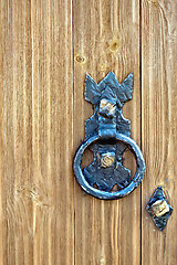 Image showing Door wooden with forged handle