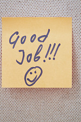 Image showing Good job written on a sticky note