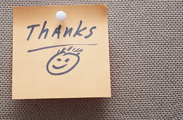 Image showing Thanks written on a sticky note