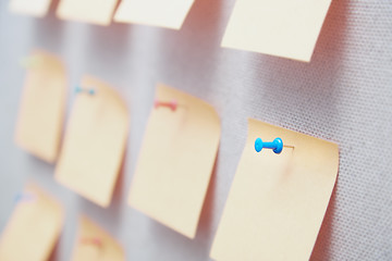 Image showing Sticky notes on a bulletin board