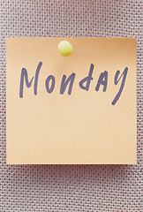 Image showing Monday written on a sticky note