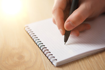 Image showing The male hand with a pen 