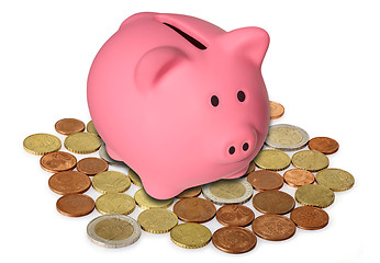 Image showing Euro Coins and Piggy bank