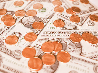 Image showing  Dollar coins and notes vintage