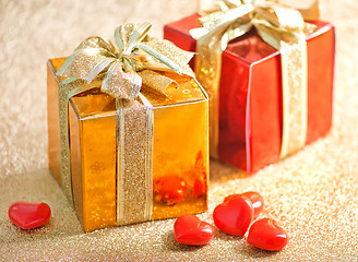 Image showing presents and hearts