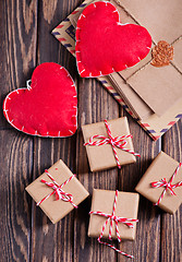 Image showing box for present and hearts