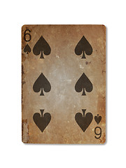 Image showing Very old playing card, six of spades