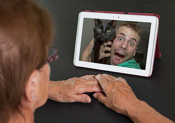 Image showing Senior woman with tablet