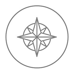 Image showing Compass wind rose line icon.