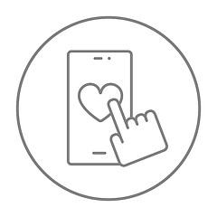 Image showing Smartphone with heart sign line icon.