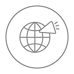 Image showing Globe with loudspeaker line icon.