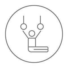 Image showing Gymnast performing on stationary rings line icon.