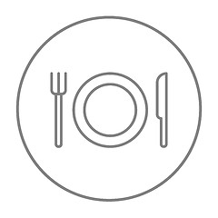 Image showing Plate with cutlery line icon.