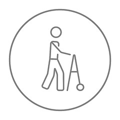 Image showing Man with walker line icon.