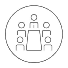 Image showing Business meeting in the office line icon.