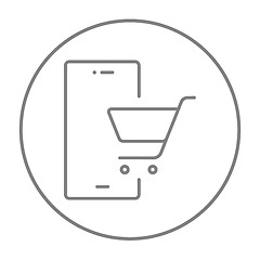 Image showing Online shopping line icon.