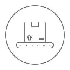 Image showing Conveyor belt for parcels line icon.