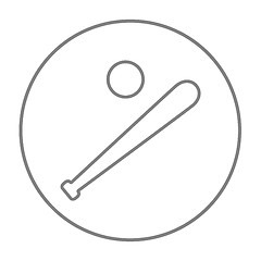 Image showing Baseball bat and ball line icon.