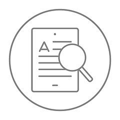 Image showing Tablet and magnifying glass line icon.