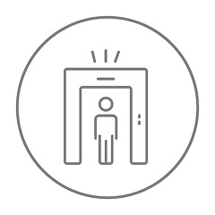 Image showing Man going through metal detector gate line icon.