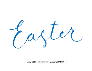 Image showing Happy Easter lettering write with brush pen