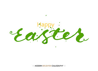 Image showing Happy Easter lettering write with brush pen