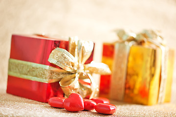 Image showing presents and hearts
