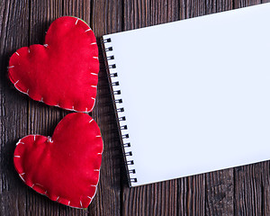 Image showing note book and hearts