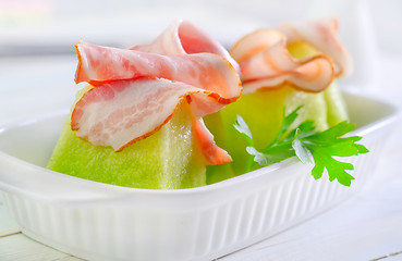 Image showing melon with ham