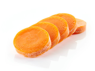 Image showing carrot slices on white background