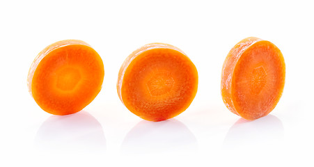 Image showing carrot slices on white background