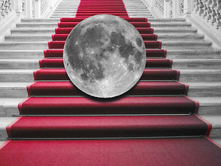Image showing Moon on red carpet
