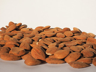 Image showing Almonds dried fruit with copy space