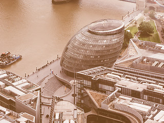 Image showing Retro looking Aerial view of London