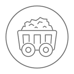 Image showing Mining coal cart line icon.