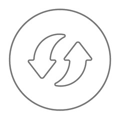 Image showing Two circular arrows line icon.