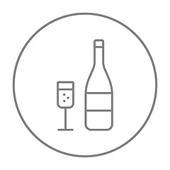 Image showing Bottle of champaign and glass line icon.