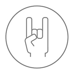 Image showing Rock and roll hand sign line icon.