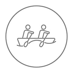 Image showing Tourists sitting in boat line icon.